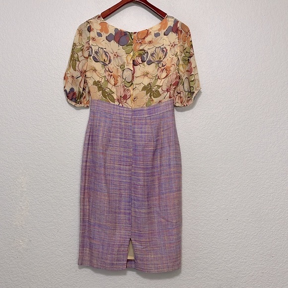 Kay Unger Vintage Silk Floral Tweed Pinup Dress - Picture 7 of 16